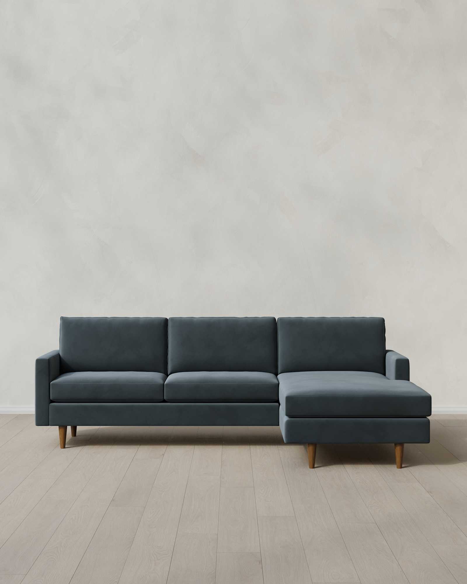 Midcentury Chaise Sectional 106in Right Arm Performance Velvet Pine