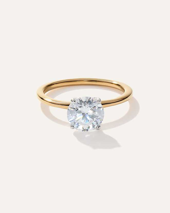 Yellow Gold Lab Grown Diamond Round Petite Classic Engagement Ring - 1.50ct