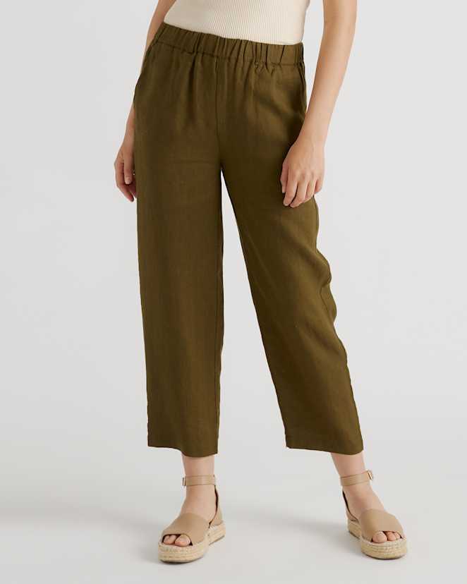 Martini Olive 100% European Linen Pants