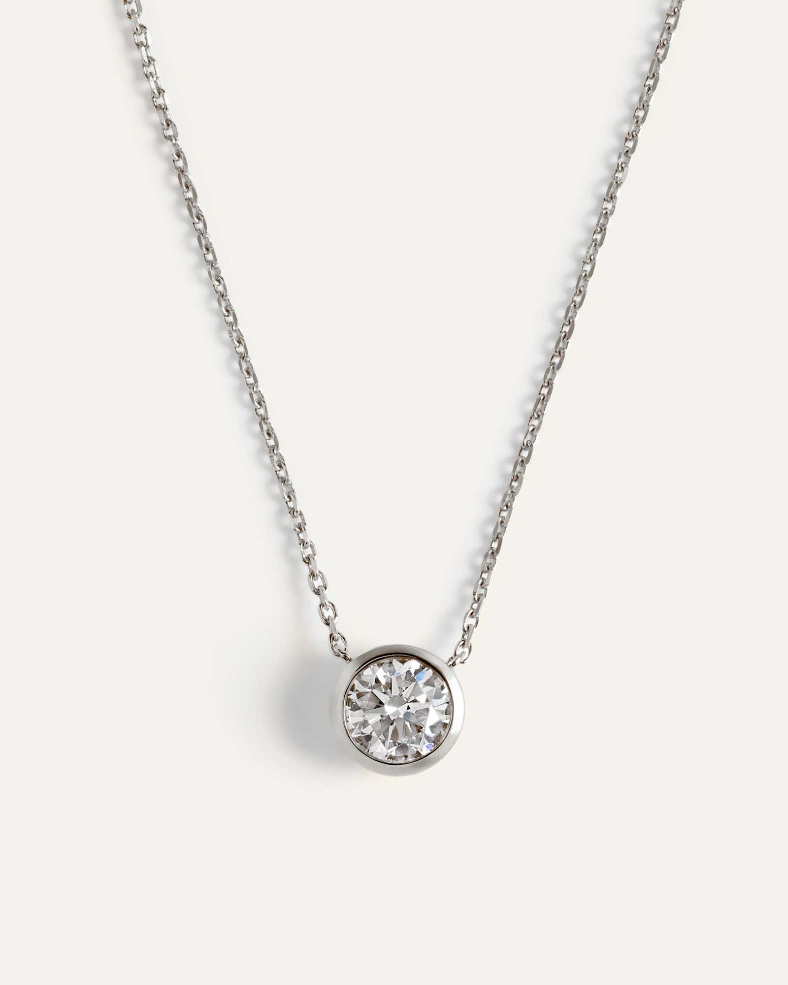 White Gold 14K Gold Lab Grown Diamond Bezel Necklace