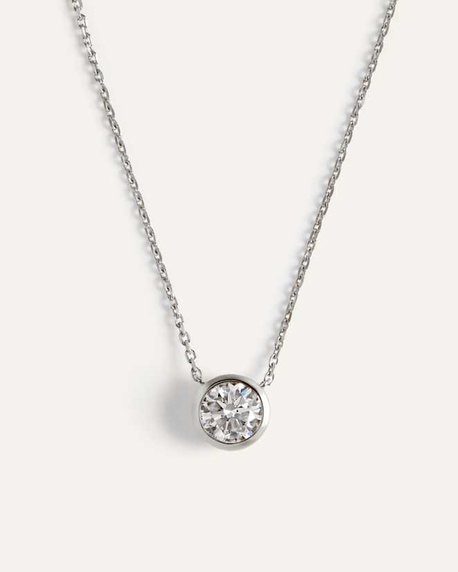 White Gold 14K Gold Lab Grown Diamond Bezel Necklace