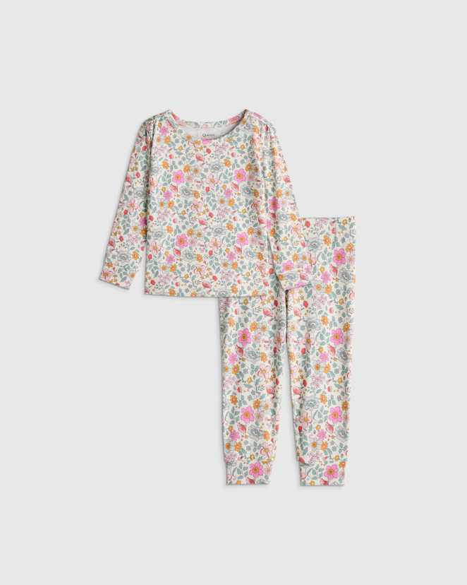 Soft Ditsy Floral Bamboo Long Sleeve and Pant Pajama Set