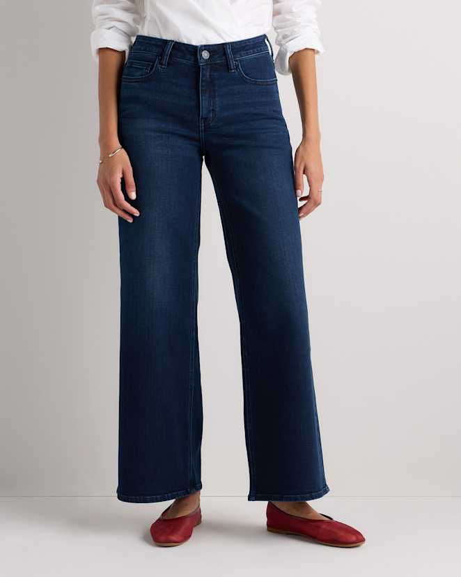 Deep Sea Blue Luna Stretch Wide Leg Jeans