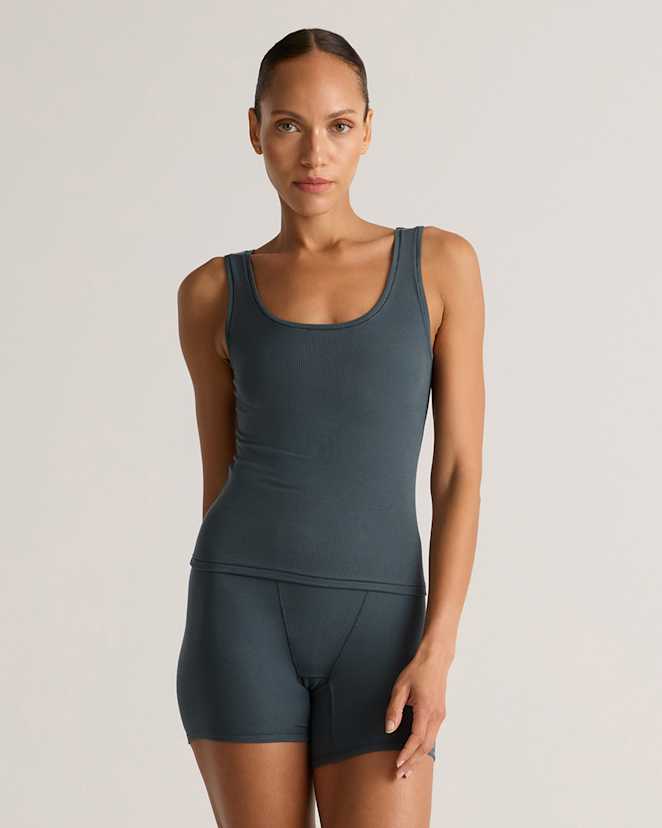 Dark Olive Tencel Rib Cropped Knit Lounge Tank (3-pack)