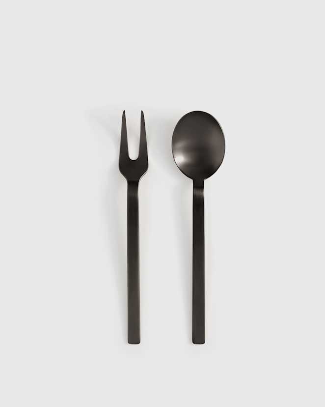 Brushed Black Stile 2-Pc Serving Utensil Set by Mepra