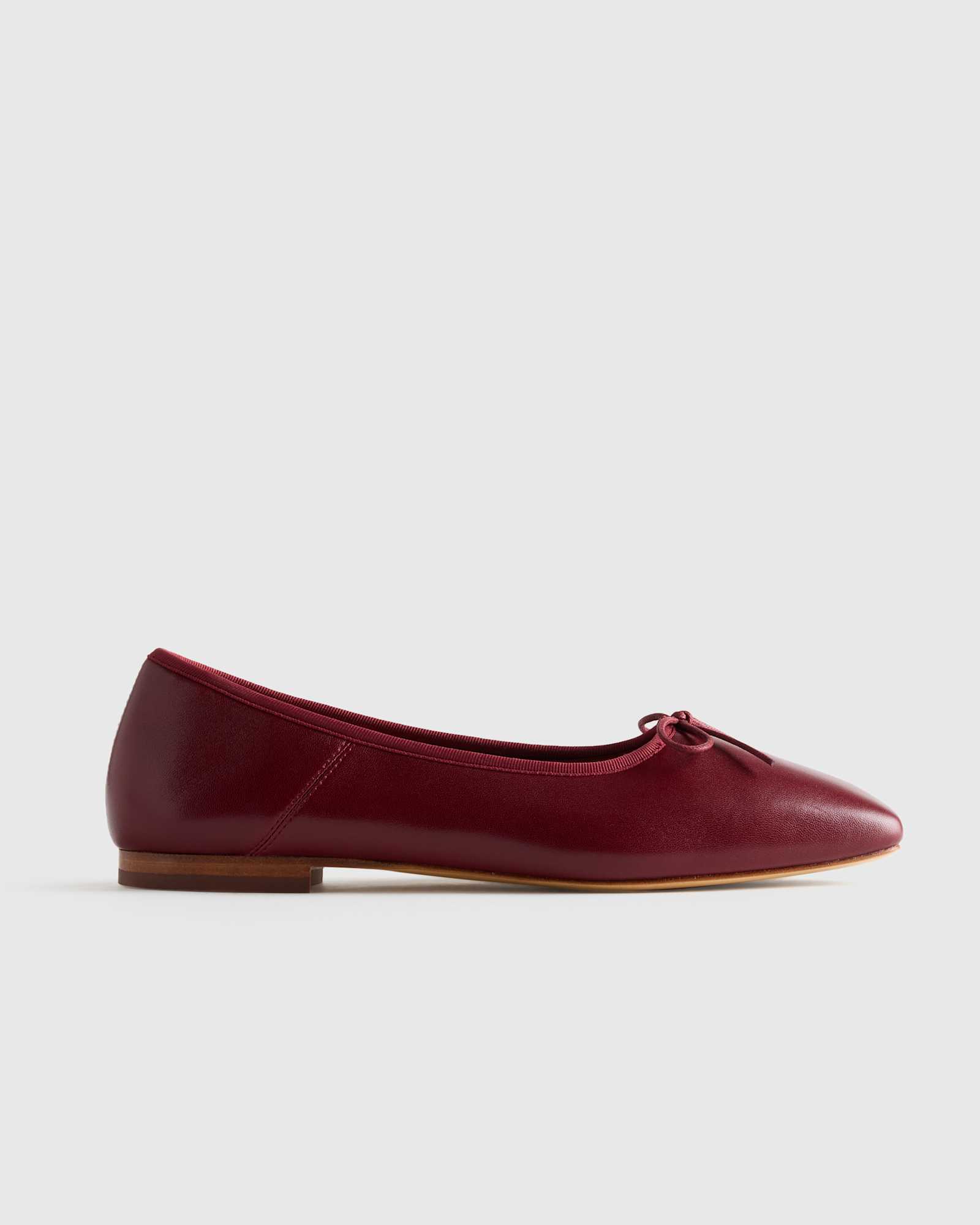 Oxblood Italian Leather Square Toe Ballet Flat