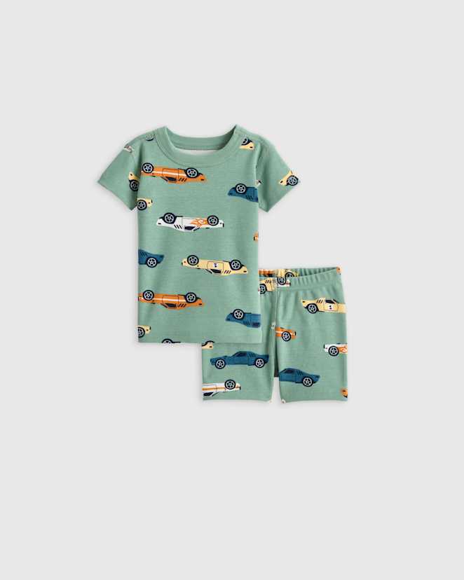 Racecars 100% Organic Cotton Short Sleeve and Shorts Pajama Set