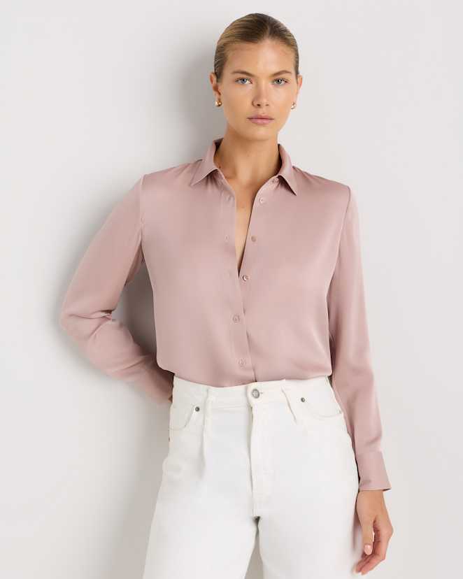 Vintage Pink Washable Stretch Silk Blouse