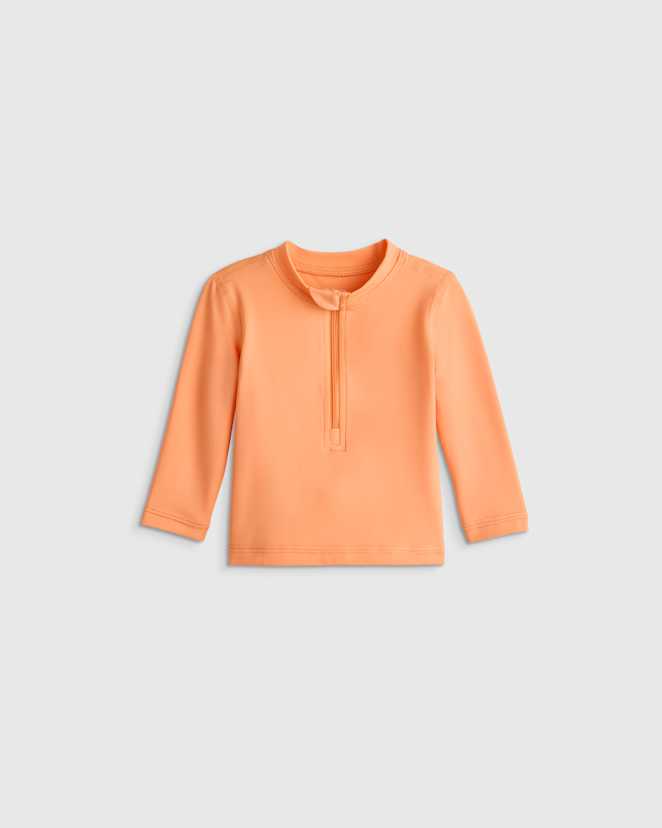 Coral Orange Long Sleeve Zip-Up Rash Guard