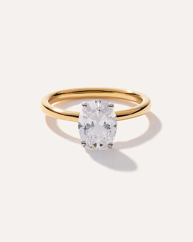 Yellow Gold Lab Grown Diamond Oval Comfort Fit Engagement Ring