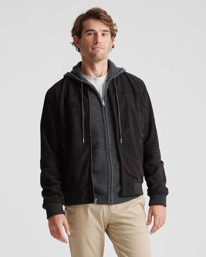 Black 100% Suede Bomber Jacket