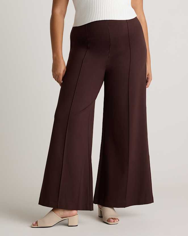 Espresso Ultra-Stretch Ponte Super Wide Leg Pants