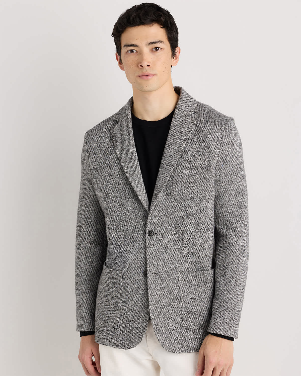 heather-grey Organic Cotton Terry Knit Blazer