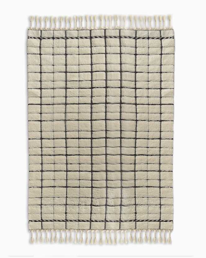 Ivory/Black Rima Wool Shag Rug