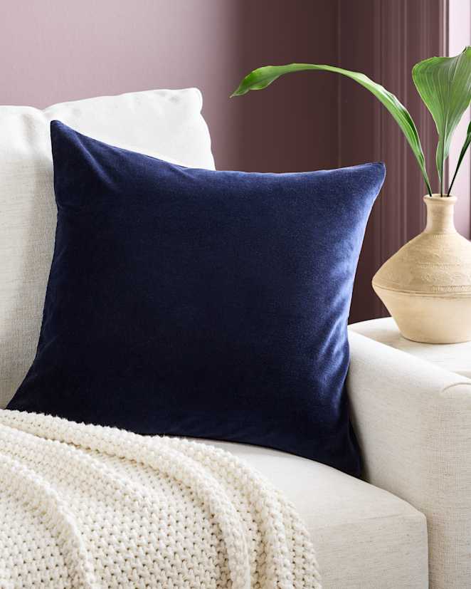 Navy Classic Cotton Velvet Pillow Cover