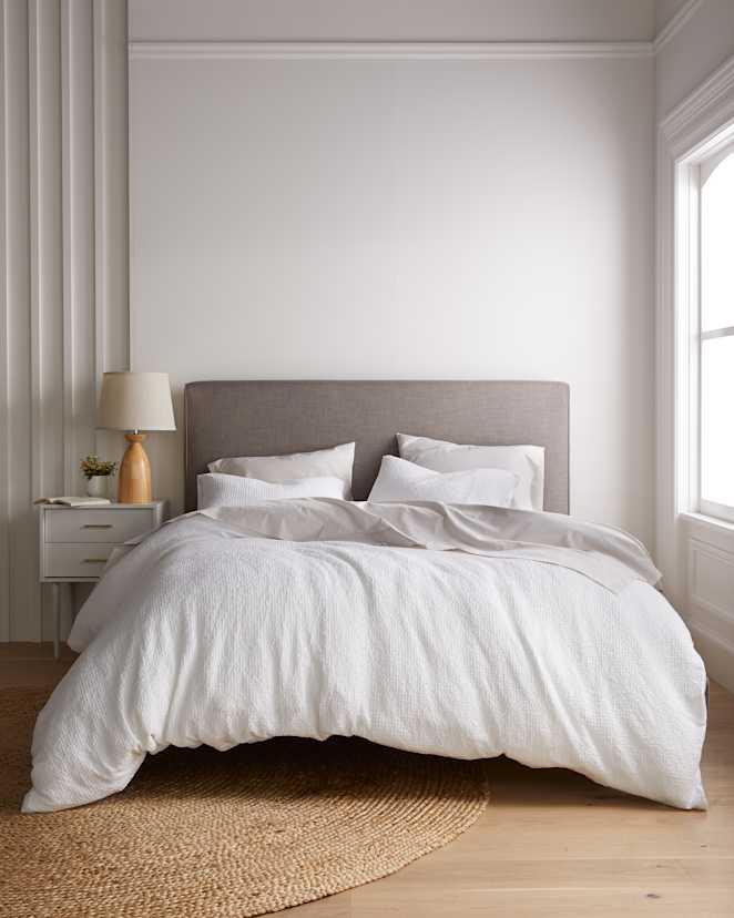 White Organic Luxe Honeycomb Duvet Cover Set