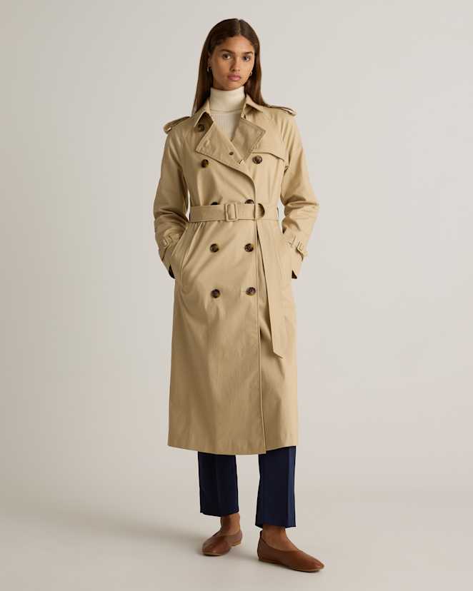 W-JKT-155-LKHAK 3653 EDITED Light Khaki Comfort Stretch Long Trench Coat