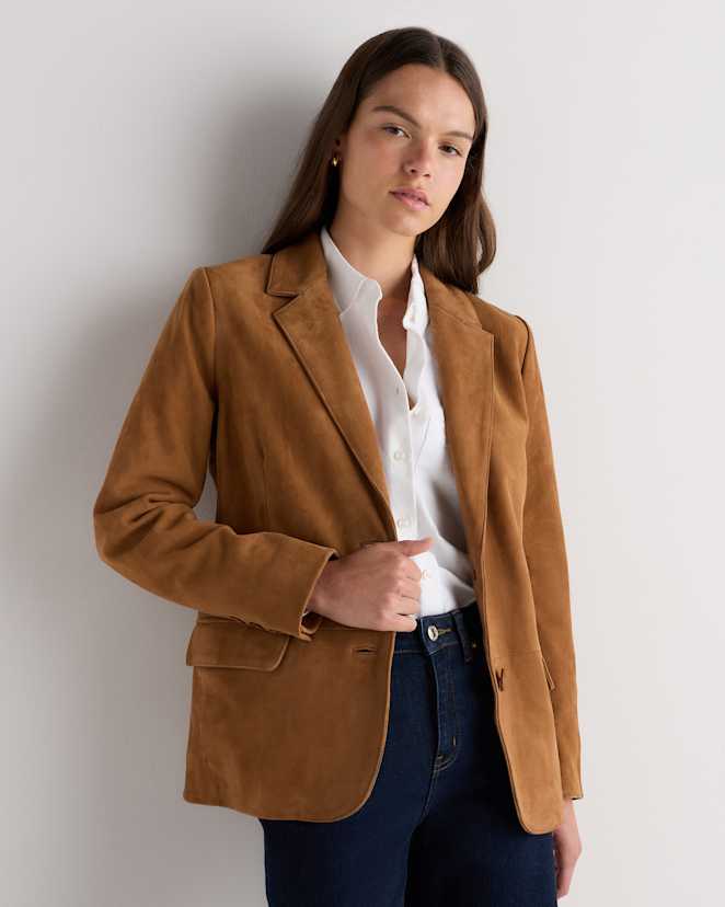 Cognac Brown 100% Suede Blazer