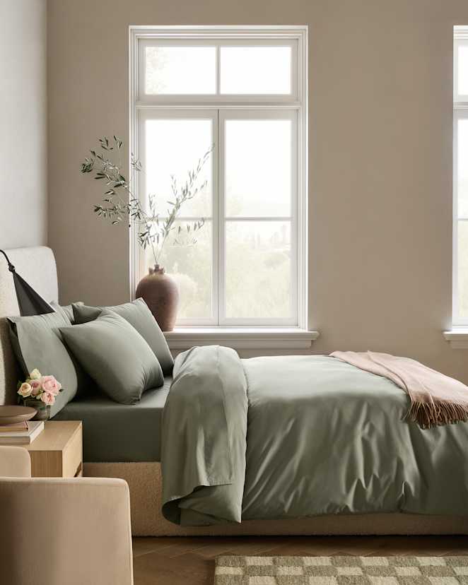 Dried Sage Organic Crisp Percale Duvet Cover