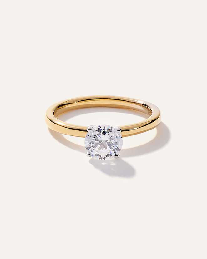 Yellow Gold Lab Grown Diamond Round Comfort Fit Engagement Ring - 1ct