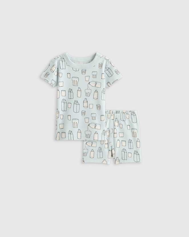 U--914-MILK-171 EDITED Milk 100% Organic Cotton Short Sleeve and Shorts Pajama Set