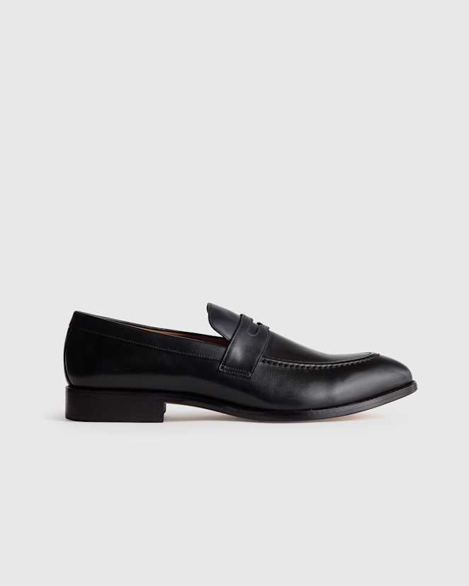 Black Calfskin Leather Penny Loafer