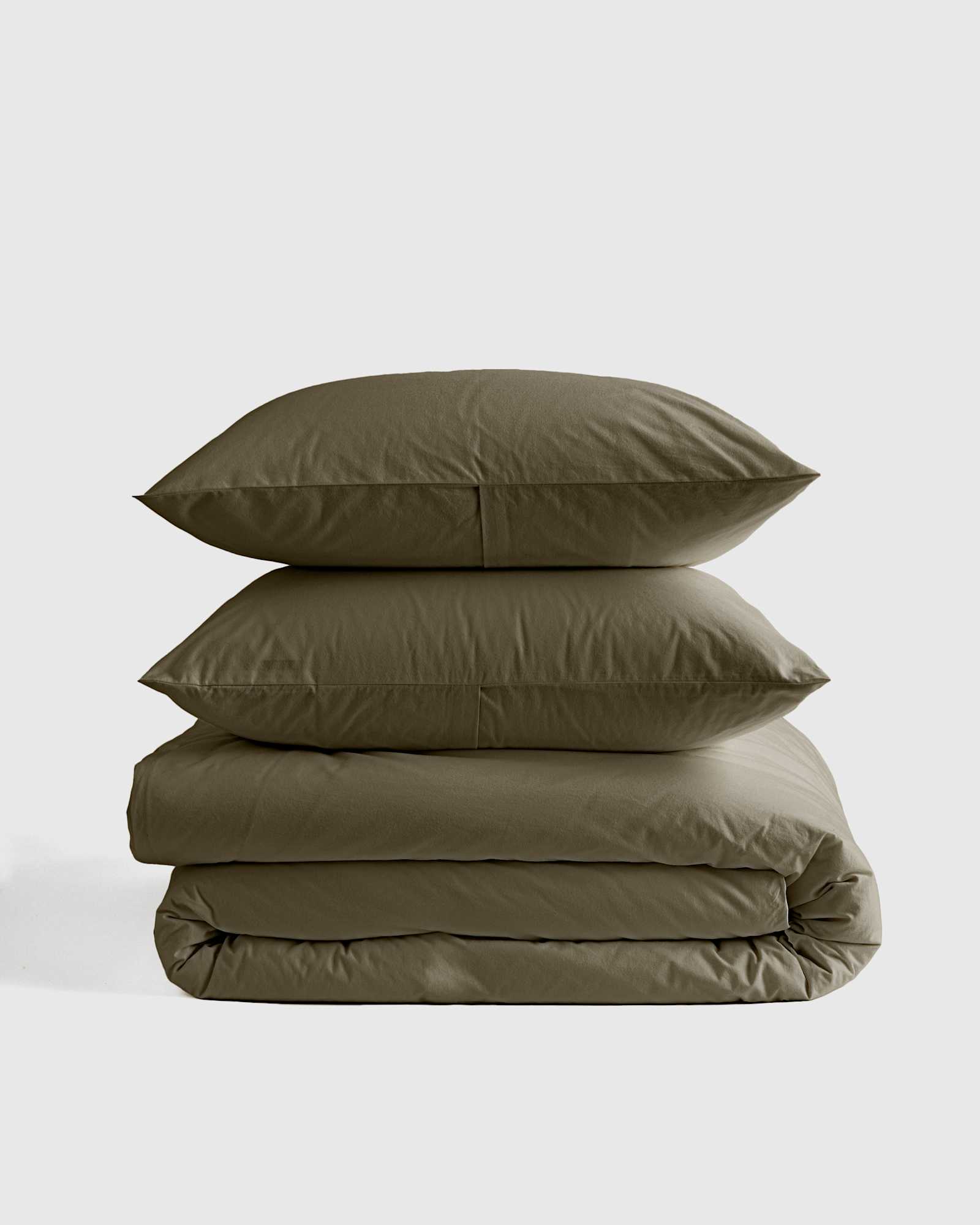 dusty-olive Organic Brushed Cotton Duvet Cover Set