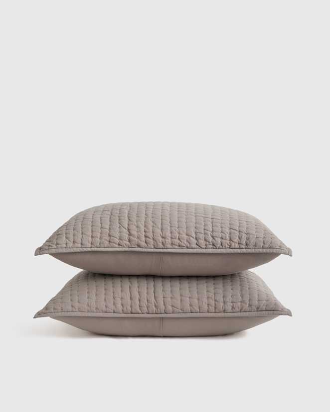 Stone European Linen Cotton Stitch Sham Set