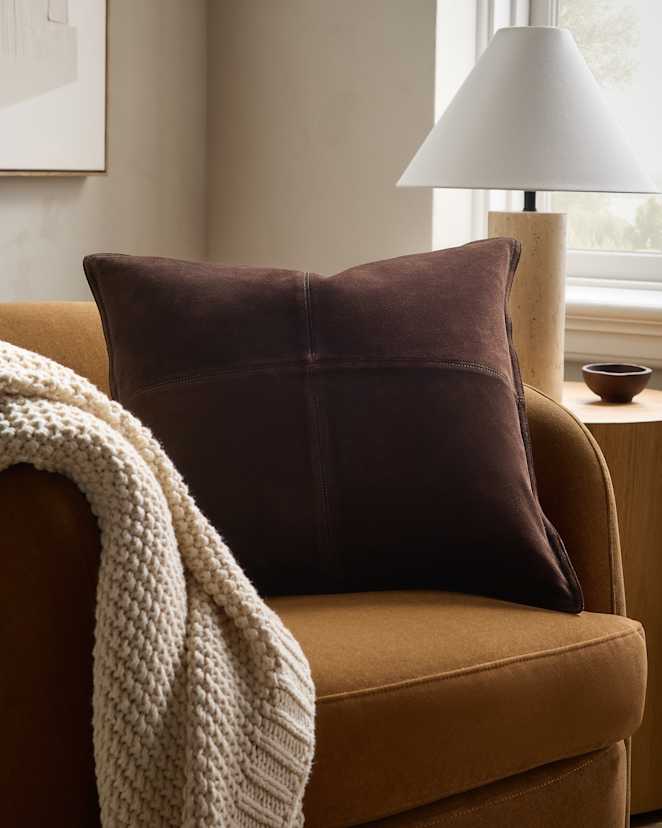 Espresso Pieced Suede Pillow Cover
