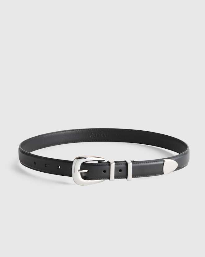 Black/Silver Ceinture western Lola en cuir européen