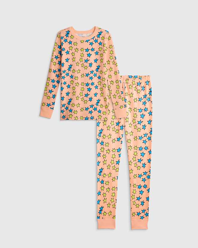 Multi Stars 100% Organic Cotton Long Sleeve and Pant Pajama Set