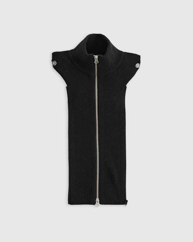 Black 100% Mongolian Cashmere Ribbed Collar Blazer Insert