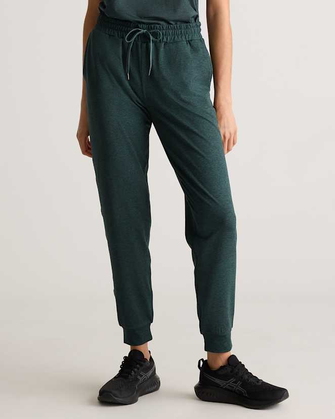 Heather Green Flowknit Mid-Rise Joggers