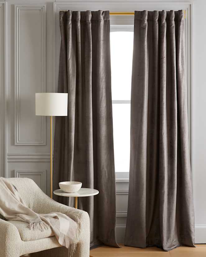 Slate Luster Velvet Room Darkening Curtain