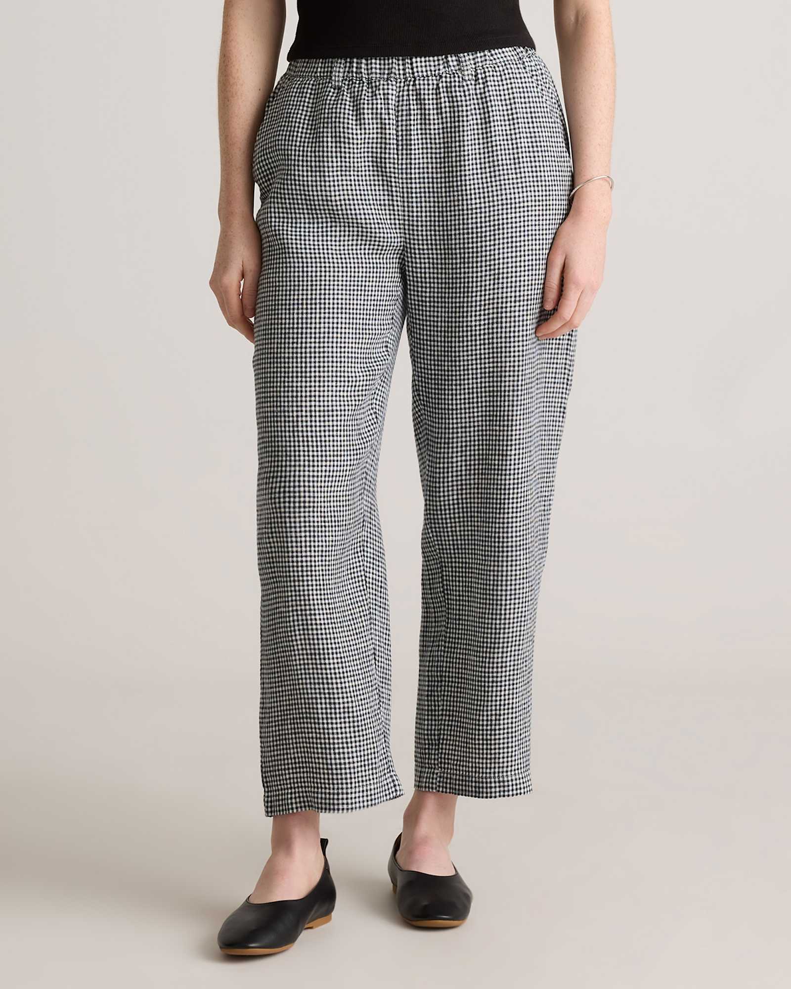 classic-mini-gingham 100% European Linen Pants