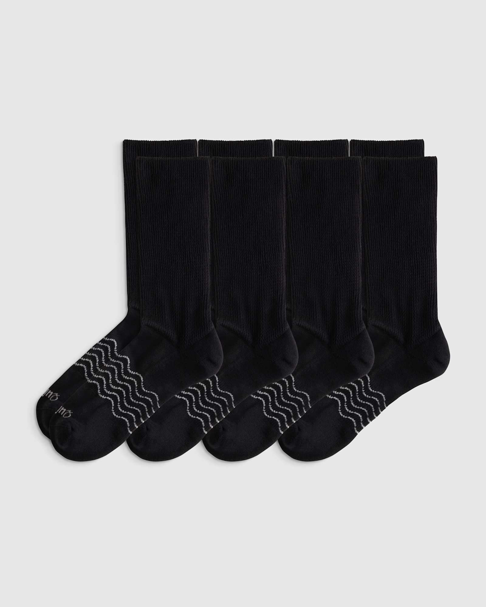 black Everyday Cotton Targeted Stretch Crew Socks (4-Pack)