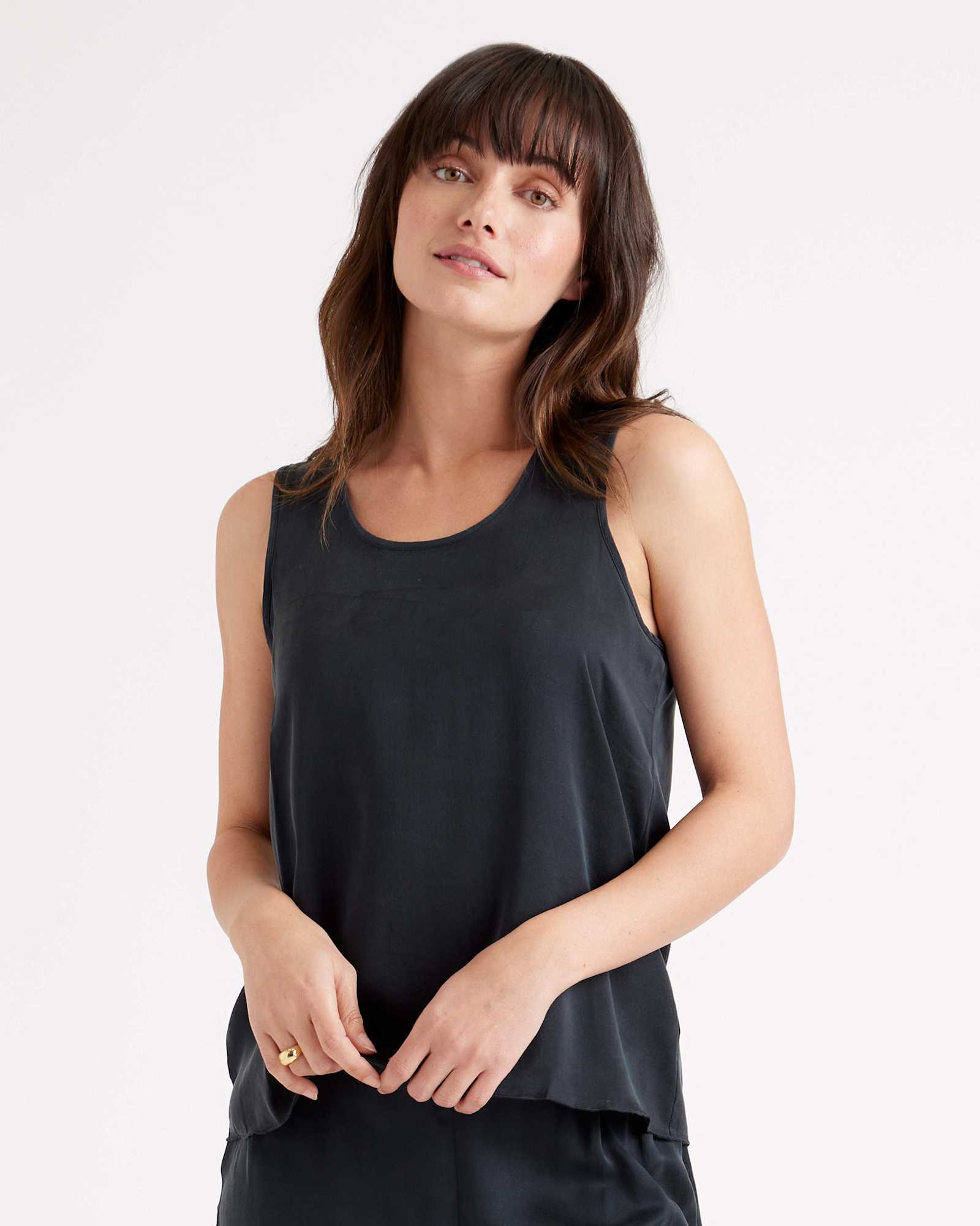 black 100% Washable Silk Pajama Tank
