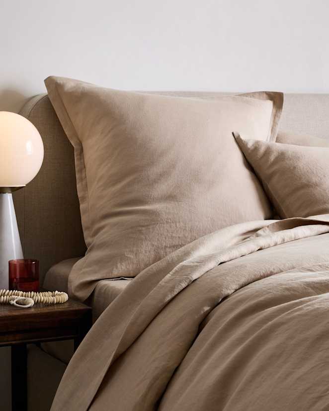 Toffee European Linen Euro Sham