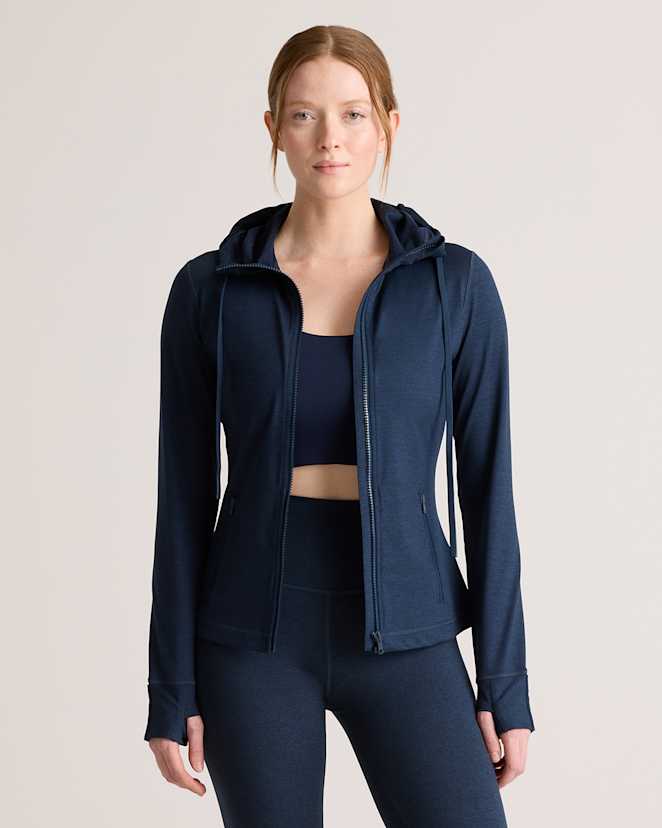 Heather Navy Ultra-Soft Slim Fit Hooded Jacket