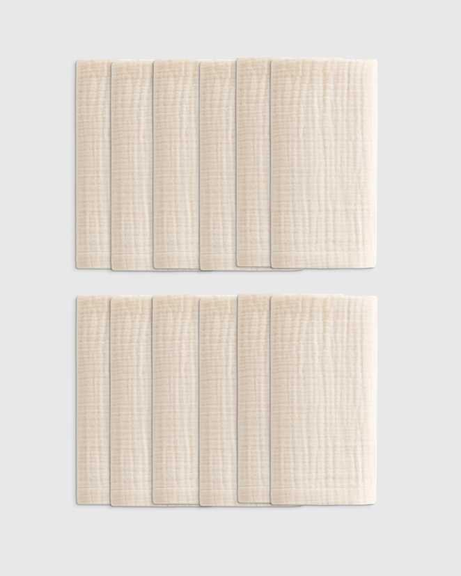 Undyed Serviettes de table en gaze de coton biologique (ensemble de 12)