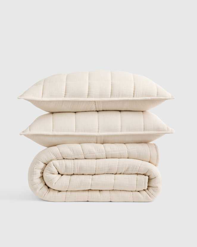 Undyed Organic Airy Gauze Box Quilt Set