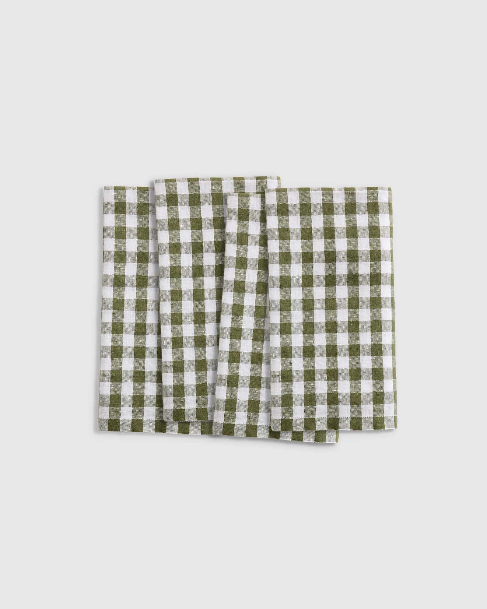 olive European Linen Gingham Napkins (Set of 4)
