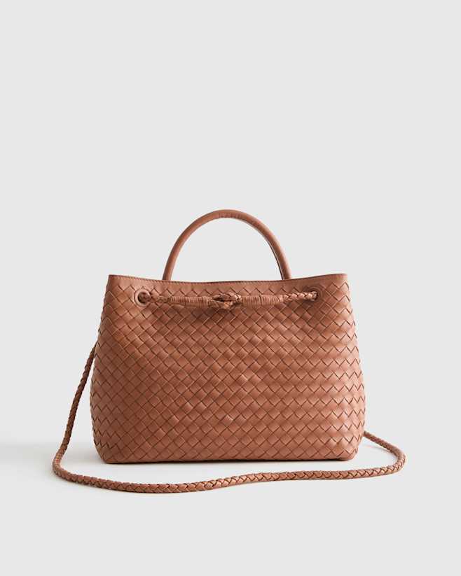 Cognac Italian Leather Handwoven Satchel