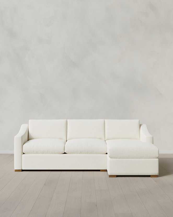 Snow Hollis Slope Arm Chaise Sectional in Performance Chenille Linen Blend