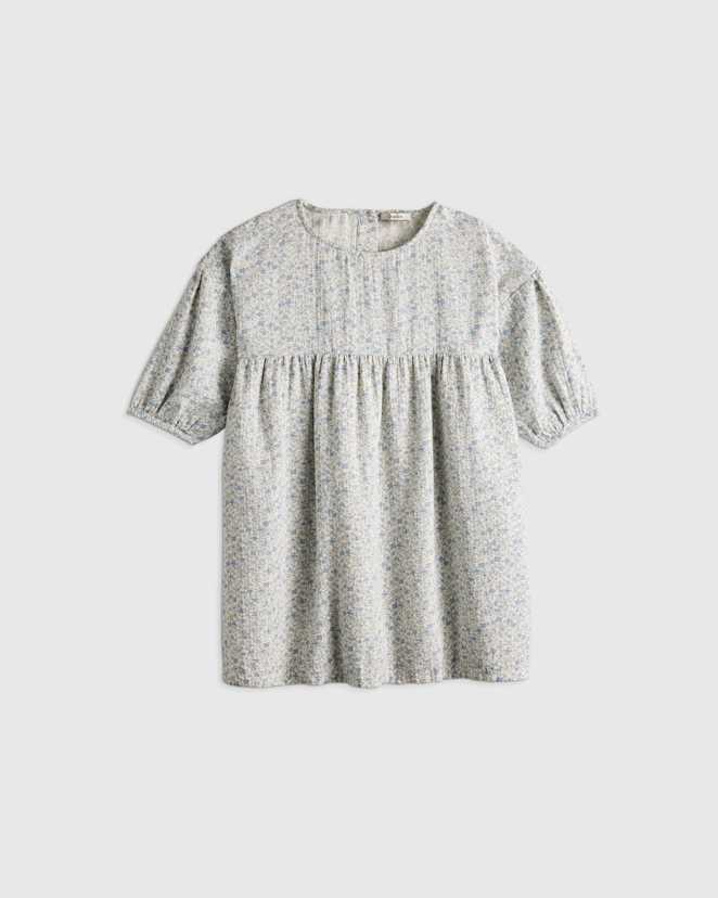 Blue Sweetpea Floral 100% Organic Cotton Gauze Dress