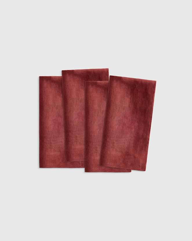 Burgundy European Linen Wide-Hem Napkins (Set of 4)
