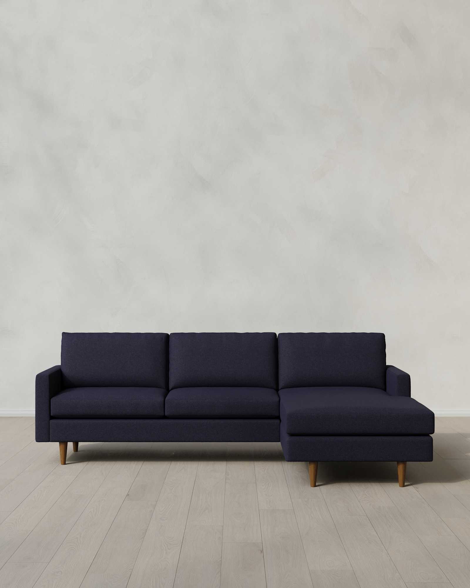 Atlas Midcentury Collection Navy 106 Chaise Sectional Right Arm Front