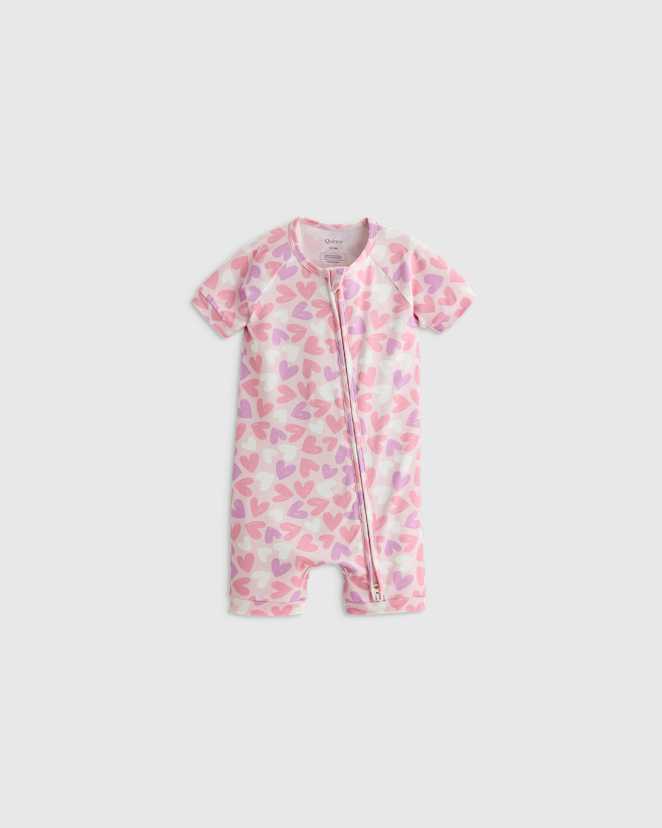 Lavender Hearts Bamboo Shortie Onesie Pajama