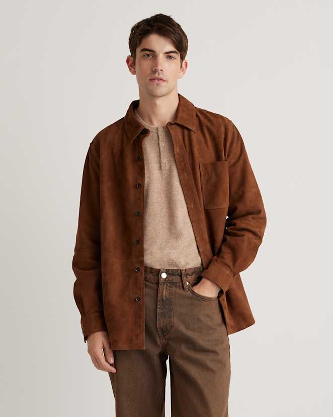 Dark Chestnut 100% Suede Overshirt