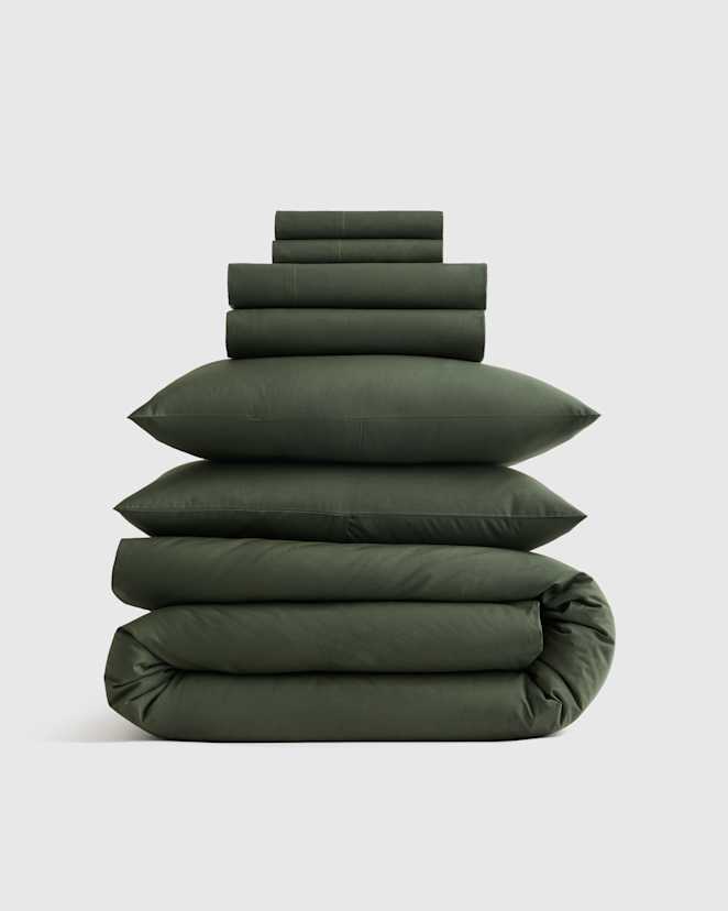 Pine Organic Crisp Percale Deluxe Bedding Bundle